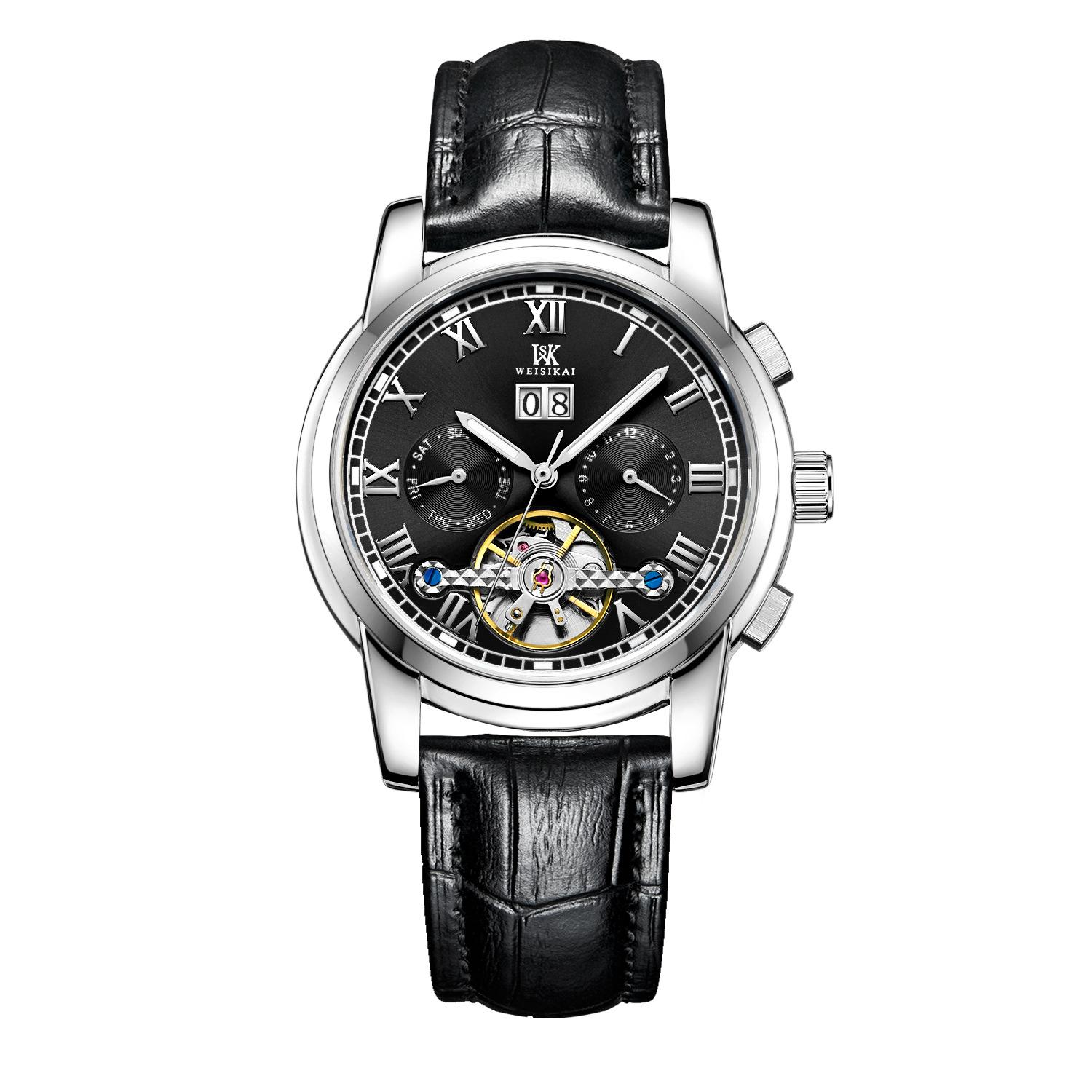 WEISIKAI 6009 Мужские часы Новые роскошные мужские часы высшего бренда с коробкой Кожаный — фото 6