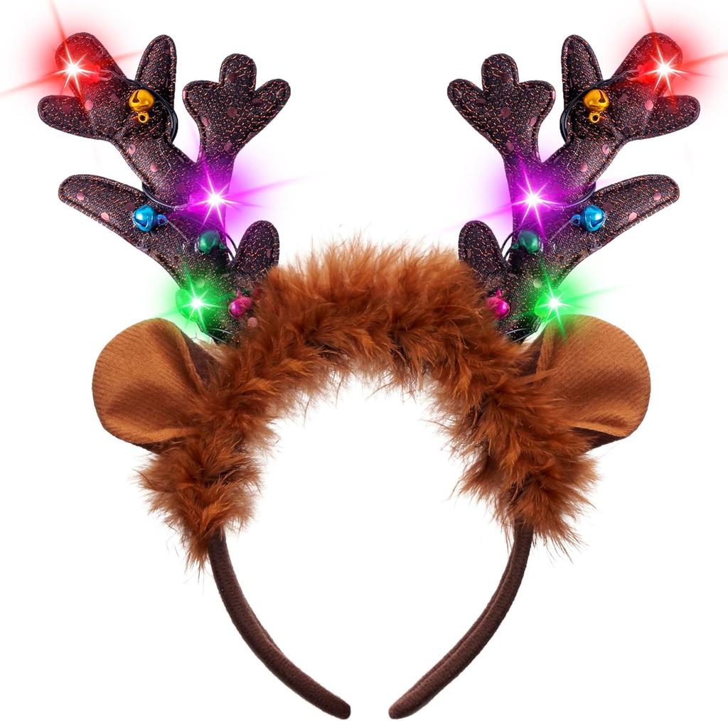 4PCS Christmas Reindeer Headband Light-Up Antlers Hat Party Supplies Holiday Parties Favors JOYFY LED for and Entertaining Play Safe Kid Friendly Fun