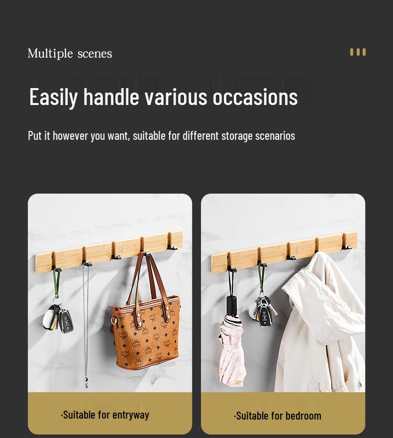 Foldable Wooden Coat Rack: Invisible Wall-Mounted Hooks for Living Room and Behind-Door Use