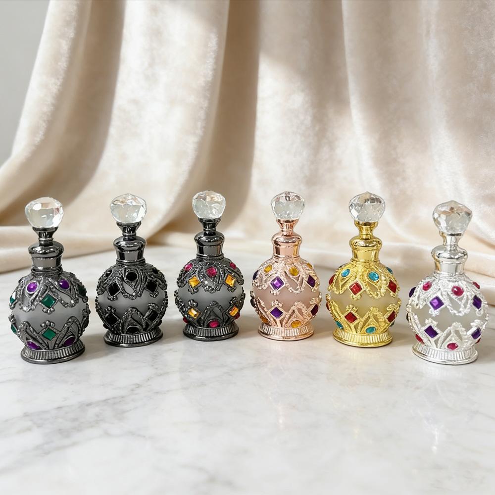 15ml Portable Jewelry-Encrusted Perfume Bottle Refillable Vial for Fragrance Storage Desktop Decor Festival Gift Idea