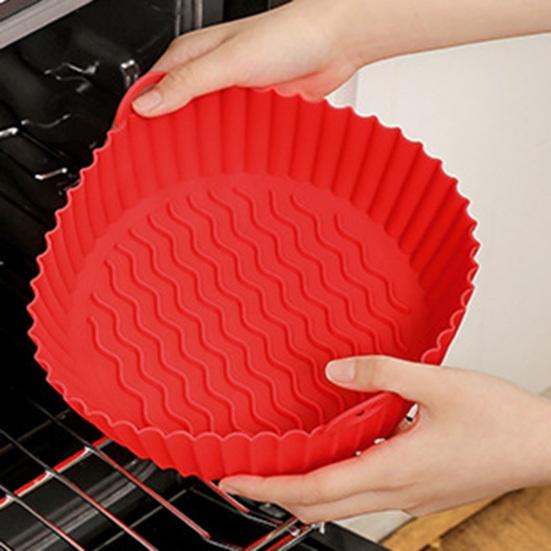 Silicone Air Fryer Liner with Handles Round Foldable Mats for Baking Frying Steaming Food-Grade Non-Stick