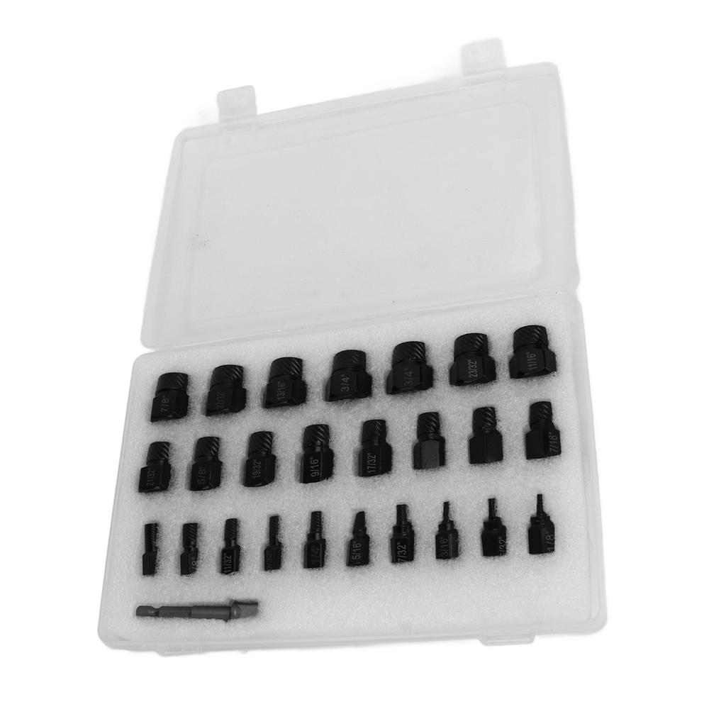 25Pcs Damaged Screw Extractor Set Chromium Molybdenum Steel 38 Inch Square Drive Hex Head Screw