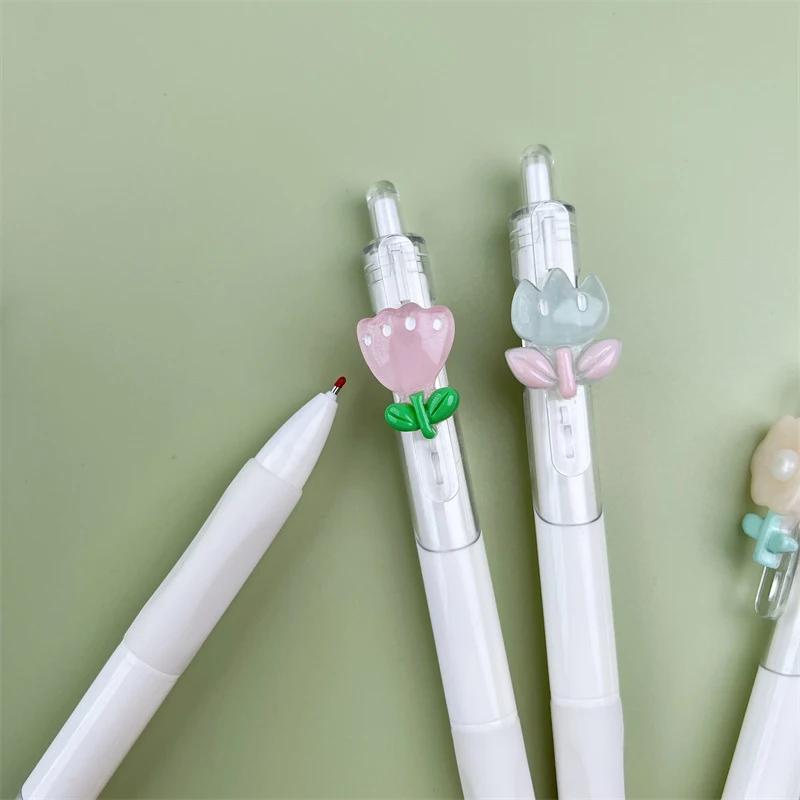 Charming Mini Flower Gel Pens Black Ink Neutral Pens Kawaii Korean Stationery Kids Gifts Writing Tools School Office Supplies