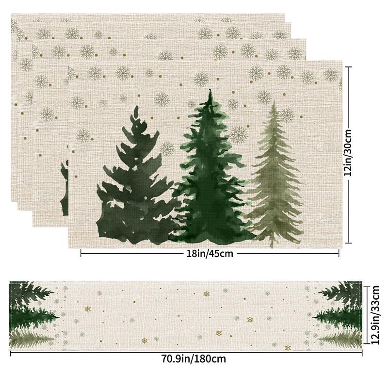 Kerst Linnen Placemat & Tafel Runner Set - Feestelijke Tafeldecoratie & Hittebestendig Kussen