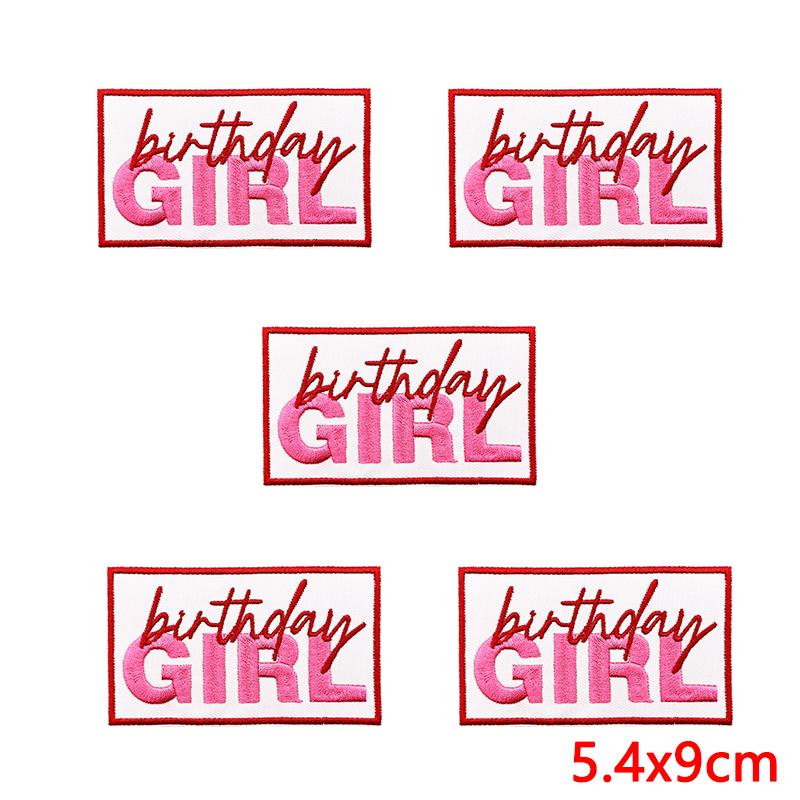 10pcs /Lots Pink Cartoon English Letter Embroidered Patches Diy Jackets Backpack Sew Badges Iron On Patches For Clothing Stickers 