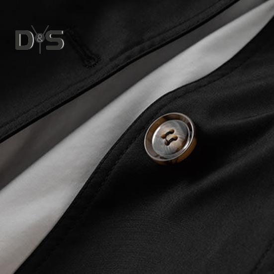 Women Fall Spring Coat Slim Fit Single-breasted Solid Color Turn-down Collar Pockets Mid Length Korean Style Overcoat Outdoor Jacket