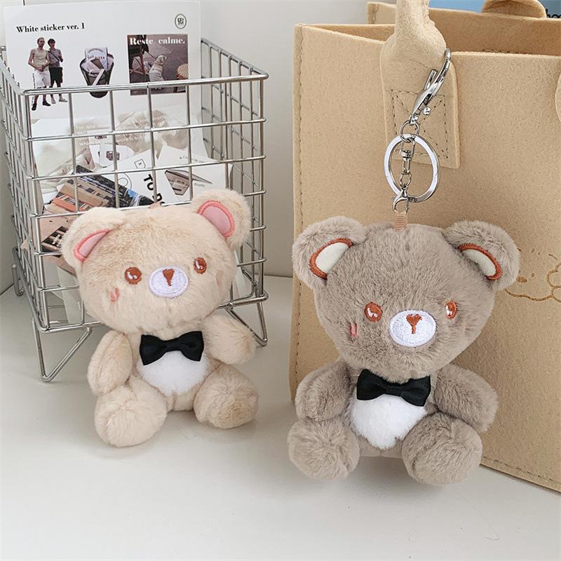 Creative Cute Gentleman Bear Plush Doll Schoolbag Pendant Claw Machine Girl Heart Doll Keychain Gift