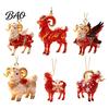 Holiday Party Ornaments Christmas Acrylic Goat Ornament, Sheep Hanging Decoration for Xmas Tree, Decor 2D Flat Animal Pendant Festive