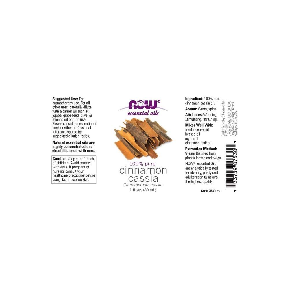 Now Food Pure Essential Aroma Oil Cinnamon Cassia Regular Oil, 30ml, 1 Unit