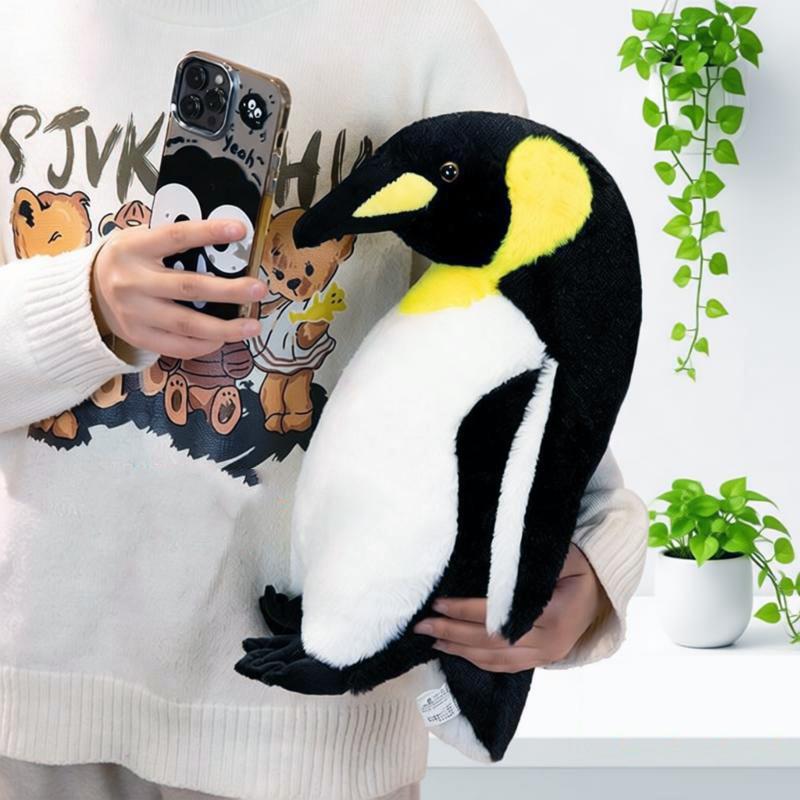 Fluffy Penguin Plush Toy Soft Emperor Penguin Doll Realistic Antarctic Bird Stuffed Toy Comfortable Animal Pillow Birthday Gift