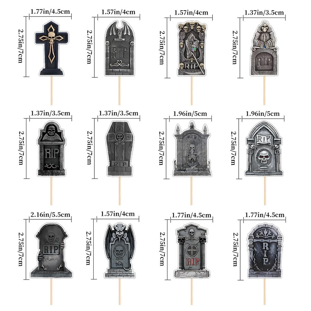 Halloween Paper Blood Knife String Latte Happy Halloween Grim Reaper Tombstone Cake Plug-In Set