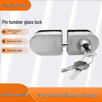 304 Stainless Steel Frameless Glass Door Bolt Lock for Single/Double Doors, No-Drill Padlock