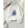 European Sizes Girls' Long-Sleeve Round Neck Sweatshirt "Sea Turtle Coral" Print, Spring/Autumn, Casual, Daily & Sports.
