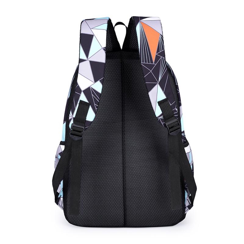 Middle School Schoolbag Geometric Printed Large Capacity Girls Boys Backpack