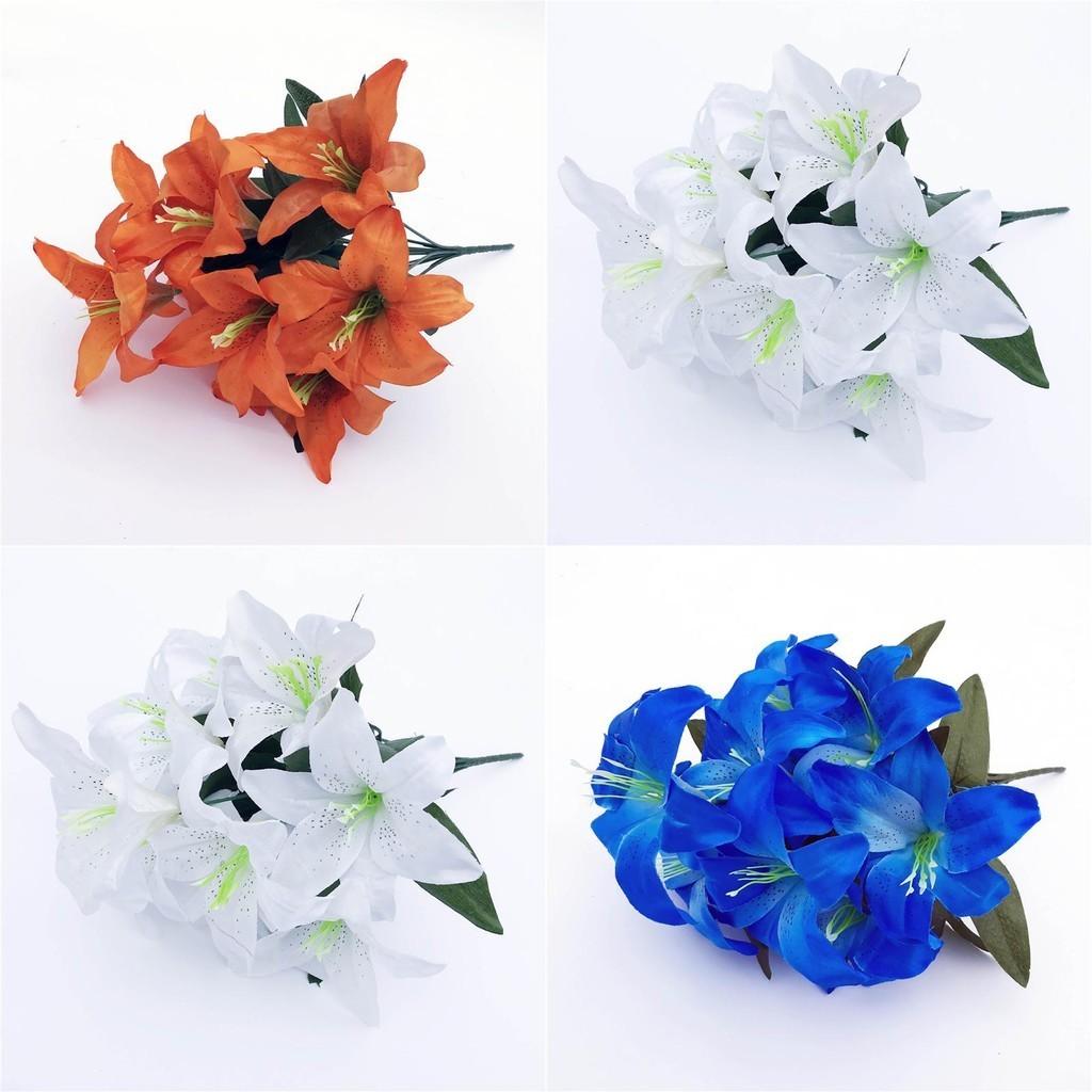 Elegant 45cm 10 Heads Artificial Stargazer Lilies Chic Silk Flower Bouquet For Weddings