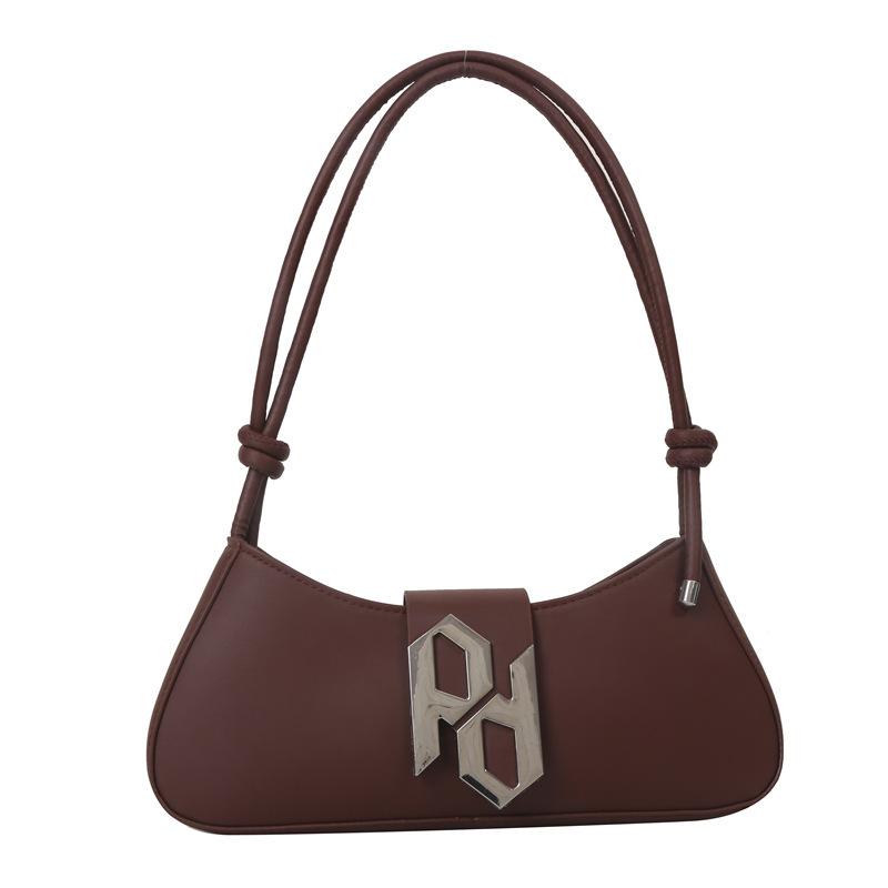 

Bags Textured bag Women s bag 2025 summer new solid color PU underarm bag Foreign style commuting hand bag коричневий