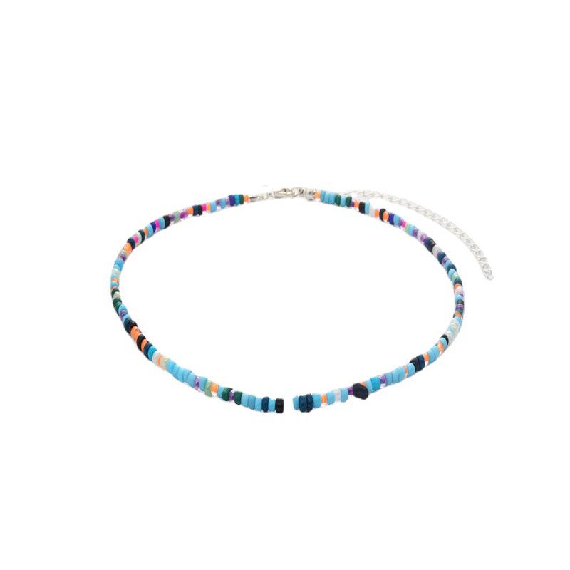 Collier bohème en perles de riz colorées fait main - Style européen et américain, accessoire de mode polyvalent