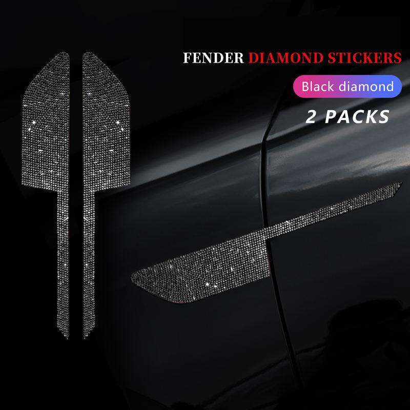 2 Stück Diamant Auto Seitenkotflügel Aufkleber Antikollisions Dekorativer Aufkleber Auto Warnung Styling Bling Autozubehör für Frauen
