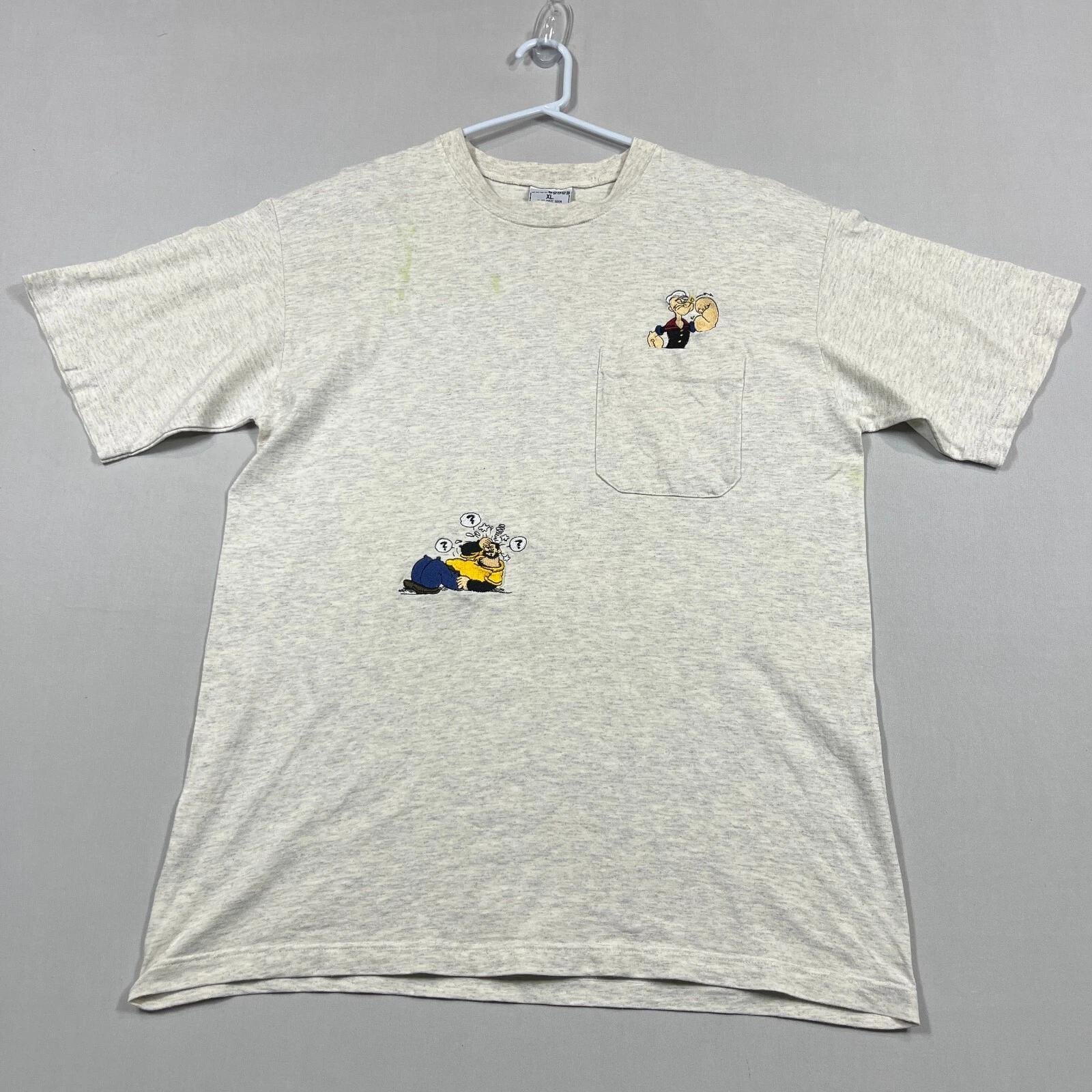 

Vintage Bonds Grey 90s Popeye Embroidered Casual Tee T Shirt Mens XL S