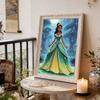 Disney Pearl Painting Princess Tiana Green Gold Gradient Skirt Creative 5D Exquisite Landscape Sparkling Craft Home Wall Decor DIY Handmade Gift