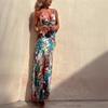 2023 European & American Sexy Print Spaghetti Strap Vacation Dress for Women