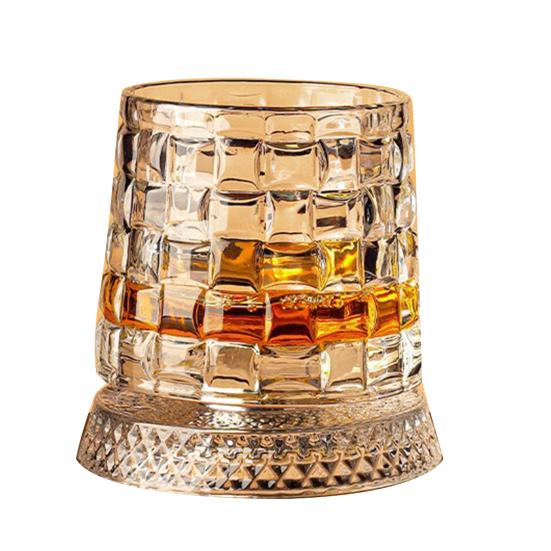 Whiskyglas mit leuchtender Basis 360 Grad drehbarer Whisky Tumbler 260ml Bleifreies Glas Einzigartiges Geschenk für Papa Geburtstag Feiertag