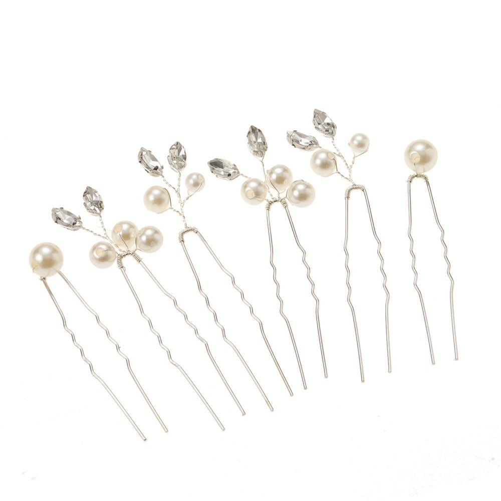 

6pcs/set For Women Wedding Headpieces Hair Clips Flower Headwear Bridal Hair Pins Pearl Rhinestone