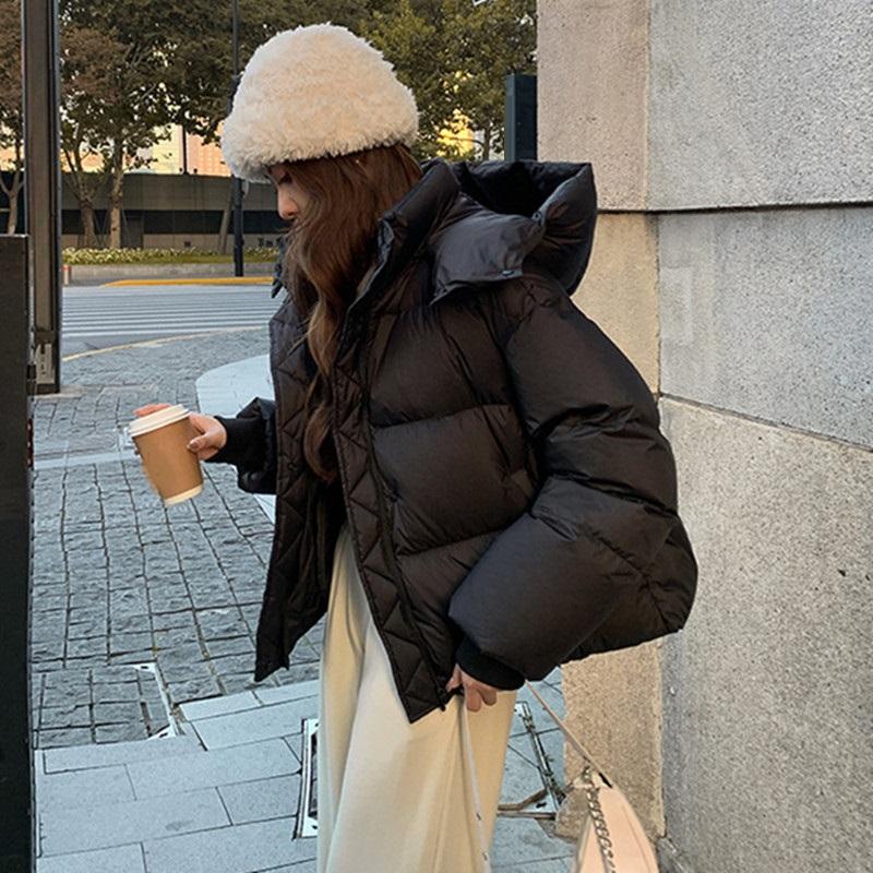 Winter Down Cotton Jacket Thick Warm Parkas Women Hooded Puffer Coat Loose Casual Overcoat Short Coat Female Outerwear