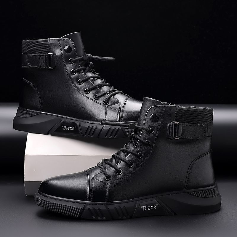 Martin Boots Men's Winter Velvet Cotton Shoes High-top Men's Leather Boots Leather Soft Leather Cotton Leather Shoes Warm Snow Boots
