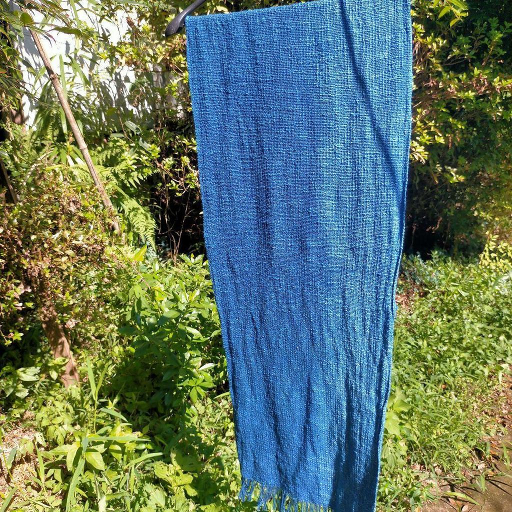 Used Indigo dyed cotton pongee (100% cotton) stole, gradient