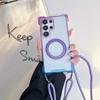 Gradient Case For Samsung Galaxy S25 Ultra S23 S22 S24 Plus 360 Ring Holder Magnetic Lanyard Four Corners Shockproof Strap Cover