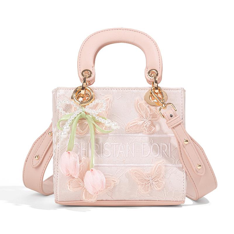 Ballet Style Niche Butterfly Light Luxury Diana Bag Women 2025 New Embroidered Handbag Fairy Shoulder Messenger Bag