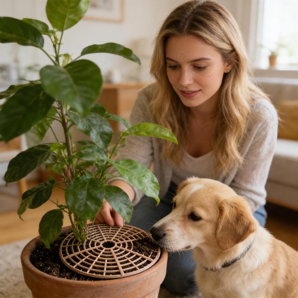4pc Plant Pot Soil Guard Plant Pot Grid Flower Pot Cover Baby Safety Mouse Garden Home Plant Protector Repel Cats