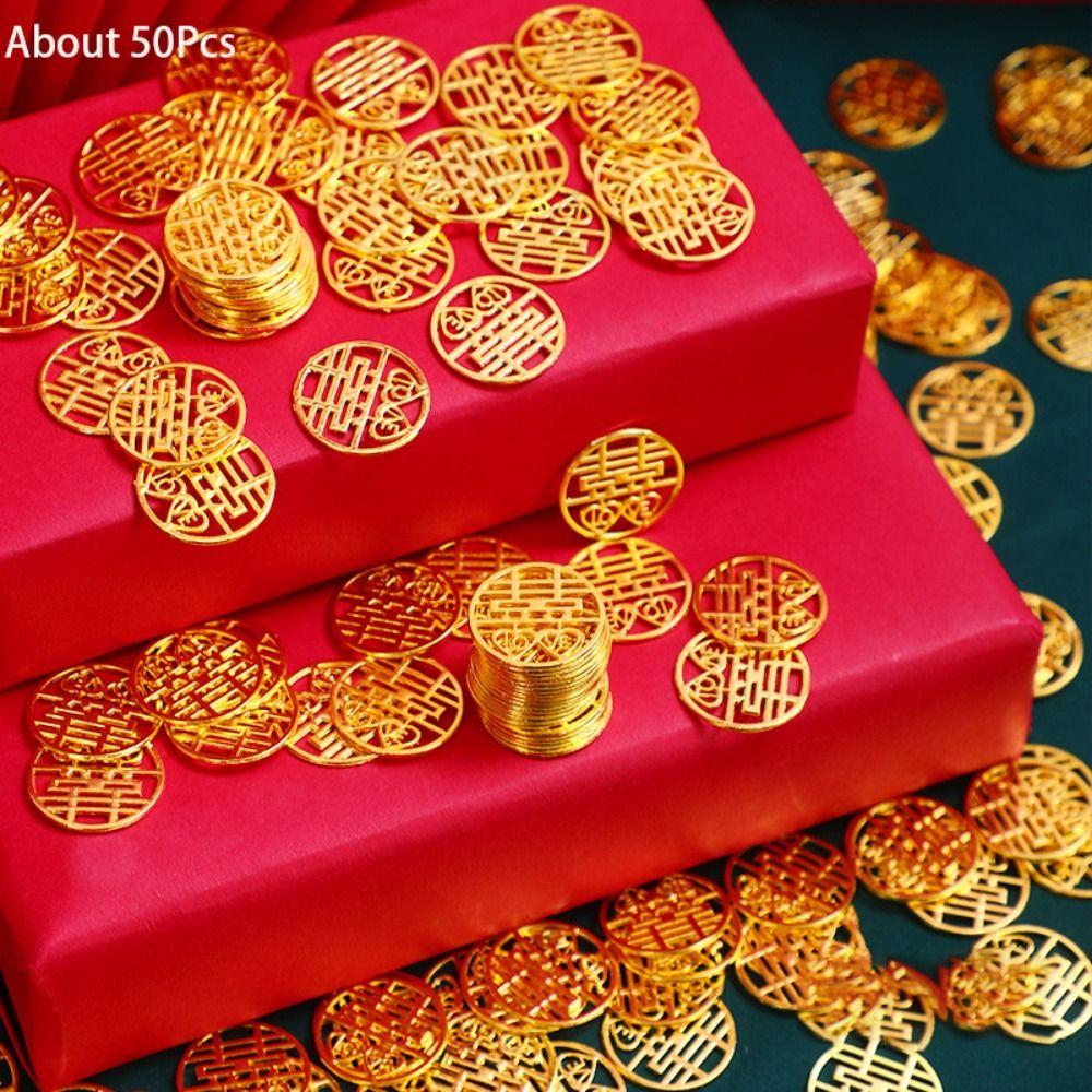 Colorful Wedding Chinese Tradition Circular Wedding Gift Coin Party Supplies Pendant Gold Coin