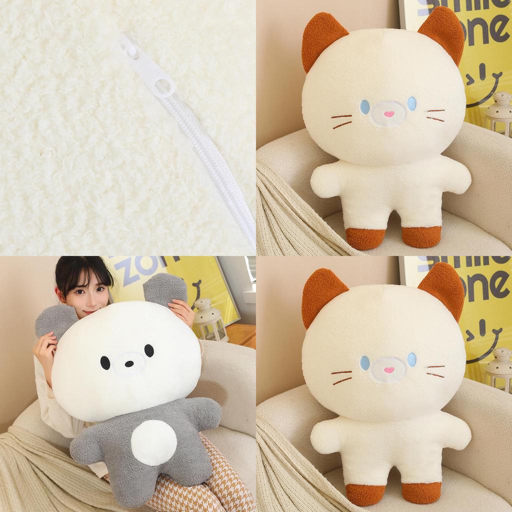 Adorable Plush Toy Bear And Cat Cuddly Pillow Perfect For Kids Birthday Gifts