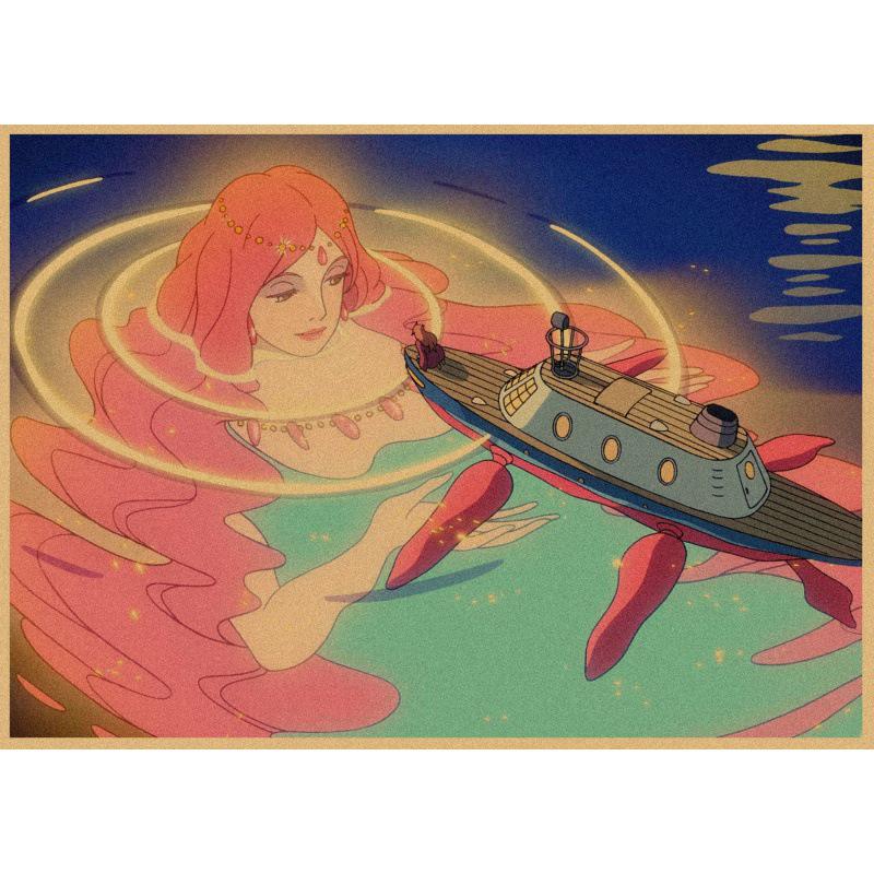 Large Goldfish Princess Anime Retro Poster - Decorative Kraft Paper Wall Art