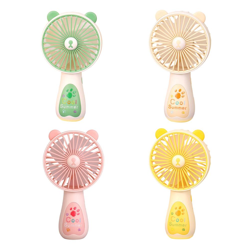 Portable 3 Speed Rechargeable Handheld Fan Desktop Stand-Yellow