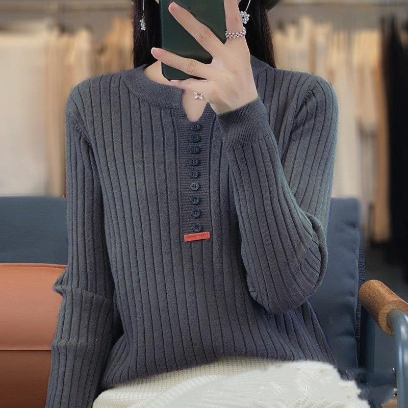 Spring Autumn and Winter Fashion Women's Sweater Temperament Pullover Round Neck Regular Sweater Women's Knitwear