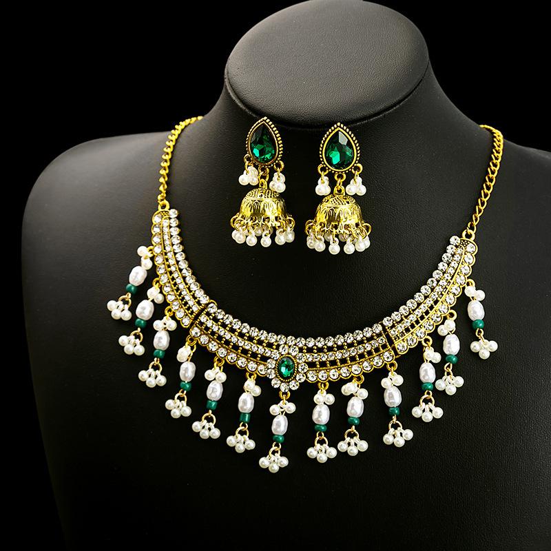 Vintage Bohemian Necklace Earrings, Collarbone Chain Exaggerated Personality Ethnic Wind Chain Exotic Accessories