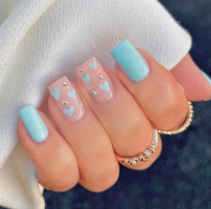 24 Pieces Of Popular European And American Wearing Nail Medium And Long Nail Art Pieces, Love Rhinestone Removable Nail Pieces *4pcs