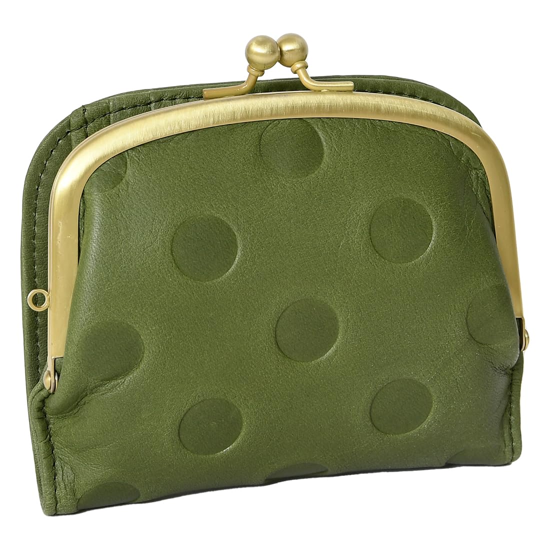 

55212 Короткий кошелек из натуральной кожи с застежкой в виде точки, сложенной в два сложения, с кнопкой, сделано в Японии, цвет Zucchero зеленый [Zuchero], женский