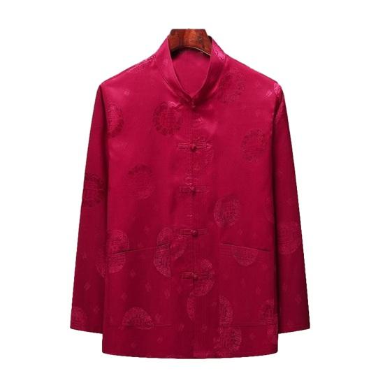 

Мужской топ в китайском стиле с воротником-стойкой, однобортный, однобортный, с рисунком дракона, свободные карманы, длинные L