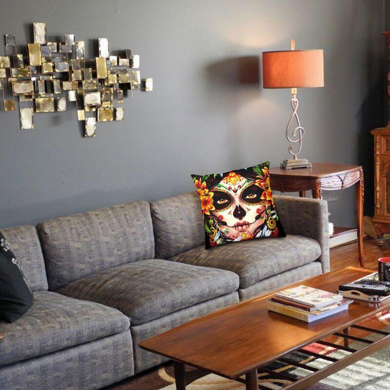 Catrina Cushion Cover Double Side Print Mexican Sugar Skull Girl Floor Pillow Case Living Room Custom Pillowcase Home Decoration