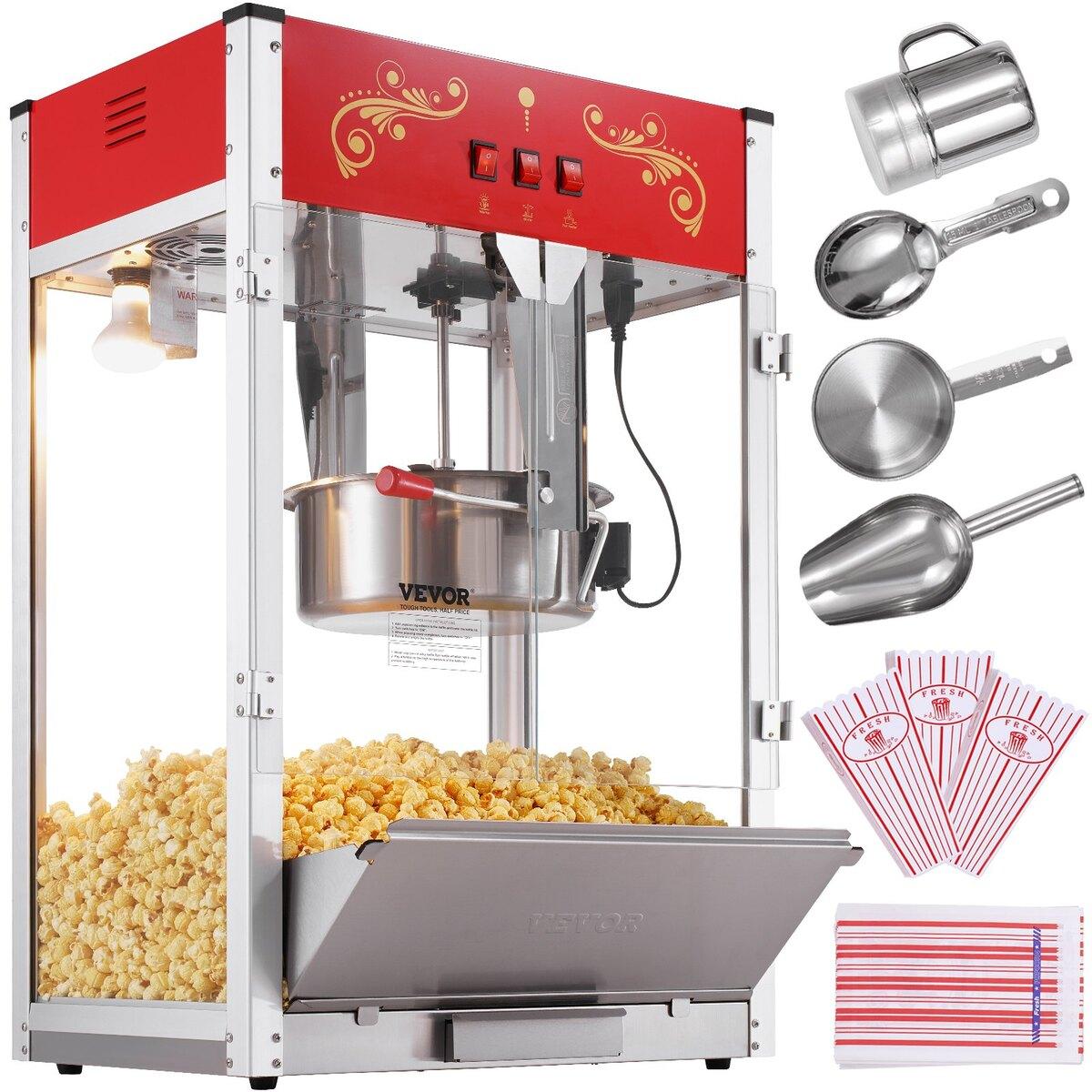 Buying Solutions, MB Popcorn Machine Aanrecht Popcorn Maker 1615W 16 Oz Rood