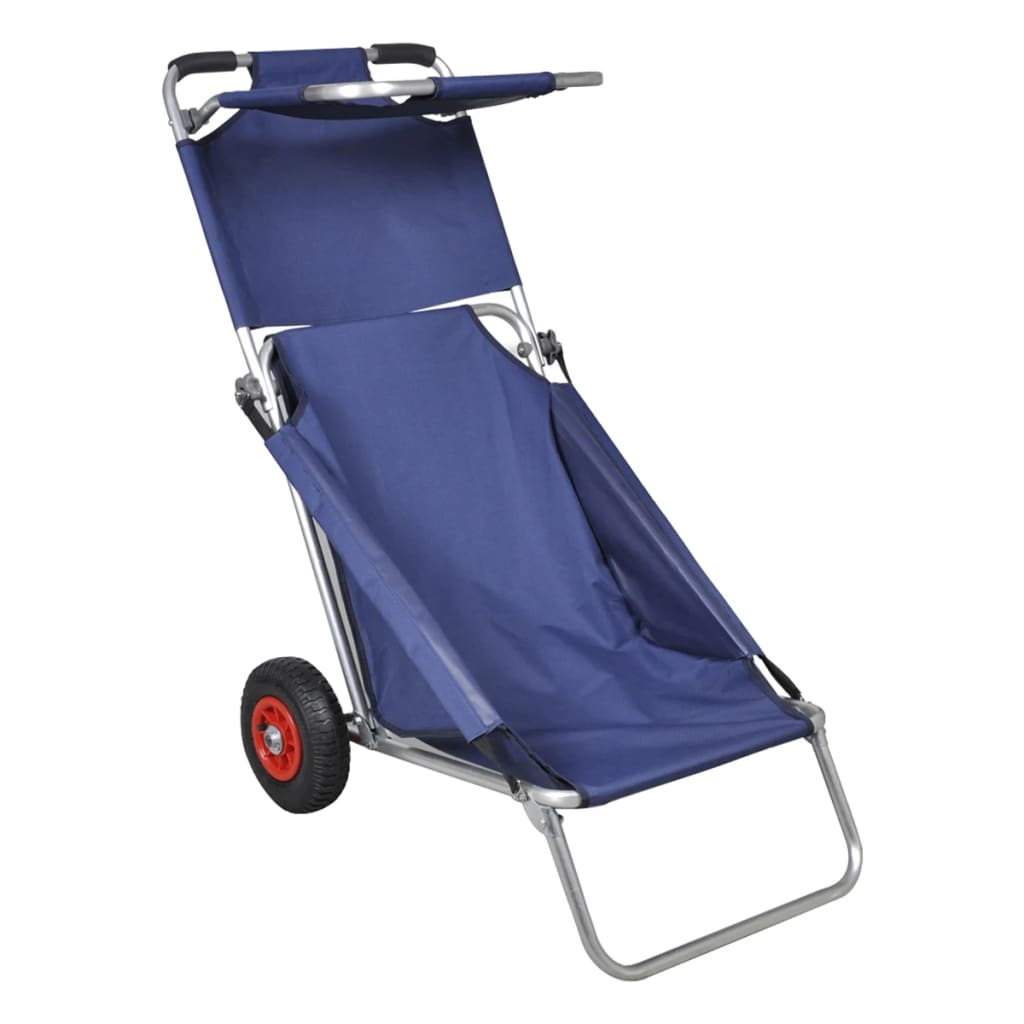 Strandtrolley mit Rädern, tragbar und faltbar, blau