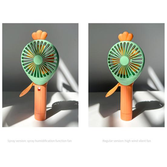 Pineapple Carrot Handheld Fan Press Misting Summer Cooling Fan Lightweight Portable Travel Outdoor Manual Mist Spray Personal Fan