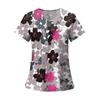 Women's Fashion Printed Short Sleeve V Neck Pattern Tops Pocket Working T-shirts
