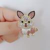 Lindos Broches de Perro de Dibujos Animados de Cristal de Lujo para Mujer Pines de Solapa de Animales Elegantes con Pedrería Accesorios de Joyería
