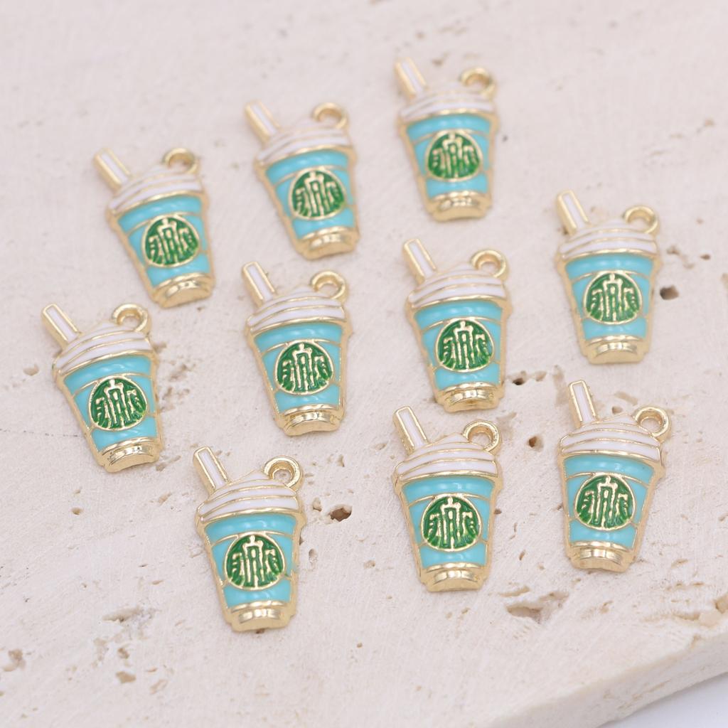 10Pcs Enamel Gold Plated Coffee Cups Charm Pendant For Jewelry Making Bracelet Necklace Diy Earrings Accessories Craft