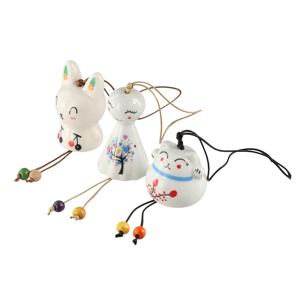 

Ceramic Lucky Cat Wind Chimes Hanging Car Ornament Yard Garden Decoration Style A